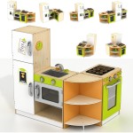Bucatarie modulara din lemn de joaca copii cu 4 piese interschimbabile-Deluxe Grande Cuisine Modular Wooden Play Kitchen Acooltoy 